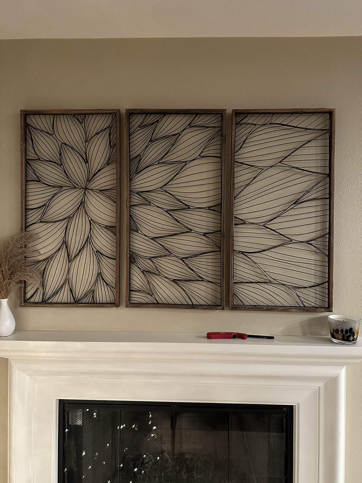 Abstract Floral Panel Plaques, Set of 3