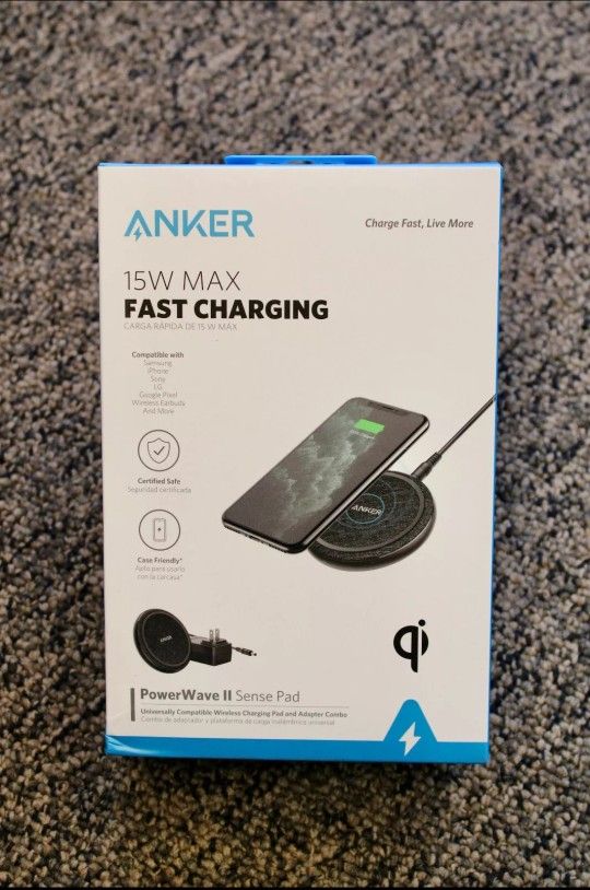 New Anker PowerWave II Sense Pad 15W Fast Charge Qi Wireless Charging Pad