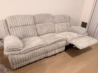 3-Seater Recliner Sofa in Light Gray Fabric