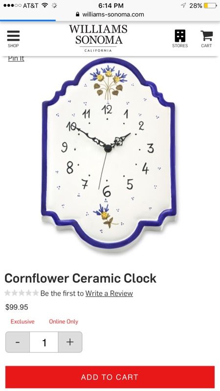 Williams Sonoma wall clock