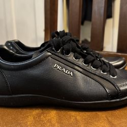Prada Black Leather Design Shoes  Women 7US