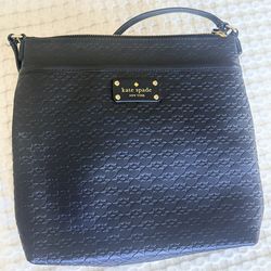 Kate Spade New York Black Embossed Crossbody / Shoulder Bag