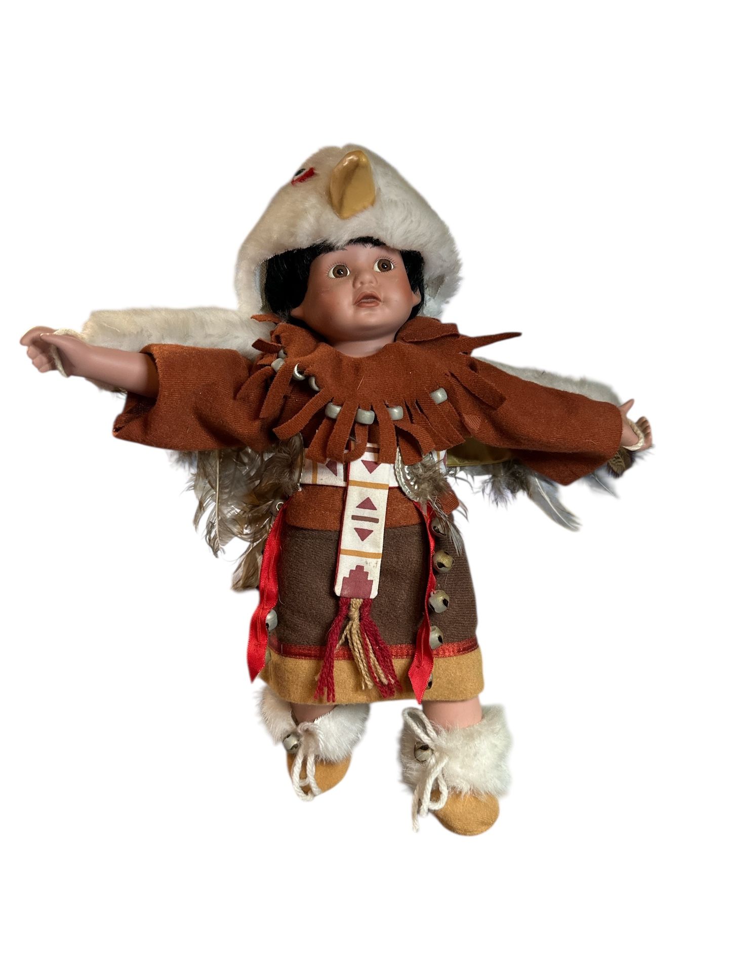 1983 Porcelain Doll  Danbury Mint LITTLE EAGLE DANCER 12 Porcelain Doll Elke Hutchens Native American   No original box or papers just doll.  T-66