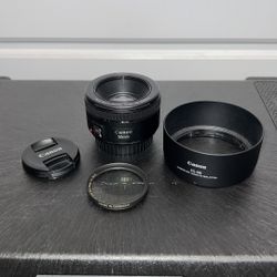 Canon EF 50mm f/1.8 STM Lens + ES-68 Hood + 49mm UV Filter – Portrait Prime