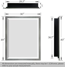 Hesonth Bathroom Mirrors 30 X 40inch Silver Framed Mirror For Wall, Rectangular Metal Mirror Square Corner Farmhouse Mirror Modern Rectangle Mirror Fo