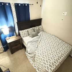 Queen Bed, Nightstand, and Box Spring