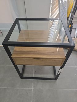 Glass table with drawer