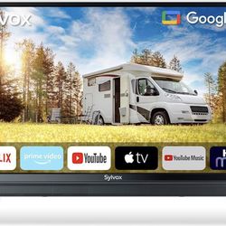 SYLVOX Smart RV TV, 32" 12V TV for RV Camper 1080P DC/AC Powered Television, Support Google, Download APPs, Bluetooth WiFi, Smart TVs for Home Car Cam