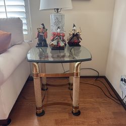 Gold Plated  Glass Coffee table and Matching End Tables