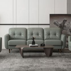 PESTO GREEN LEATHER SOFA
