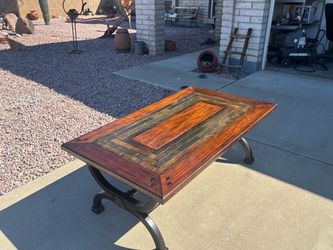 Wood and Stone Tile Top Coffee Table
