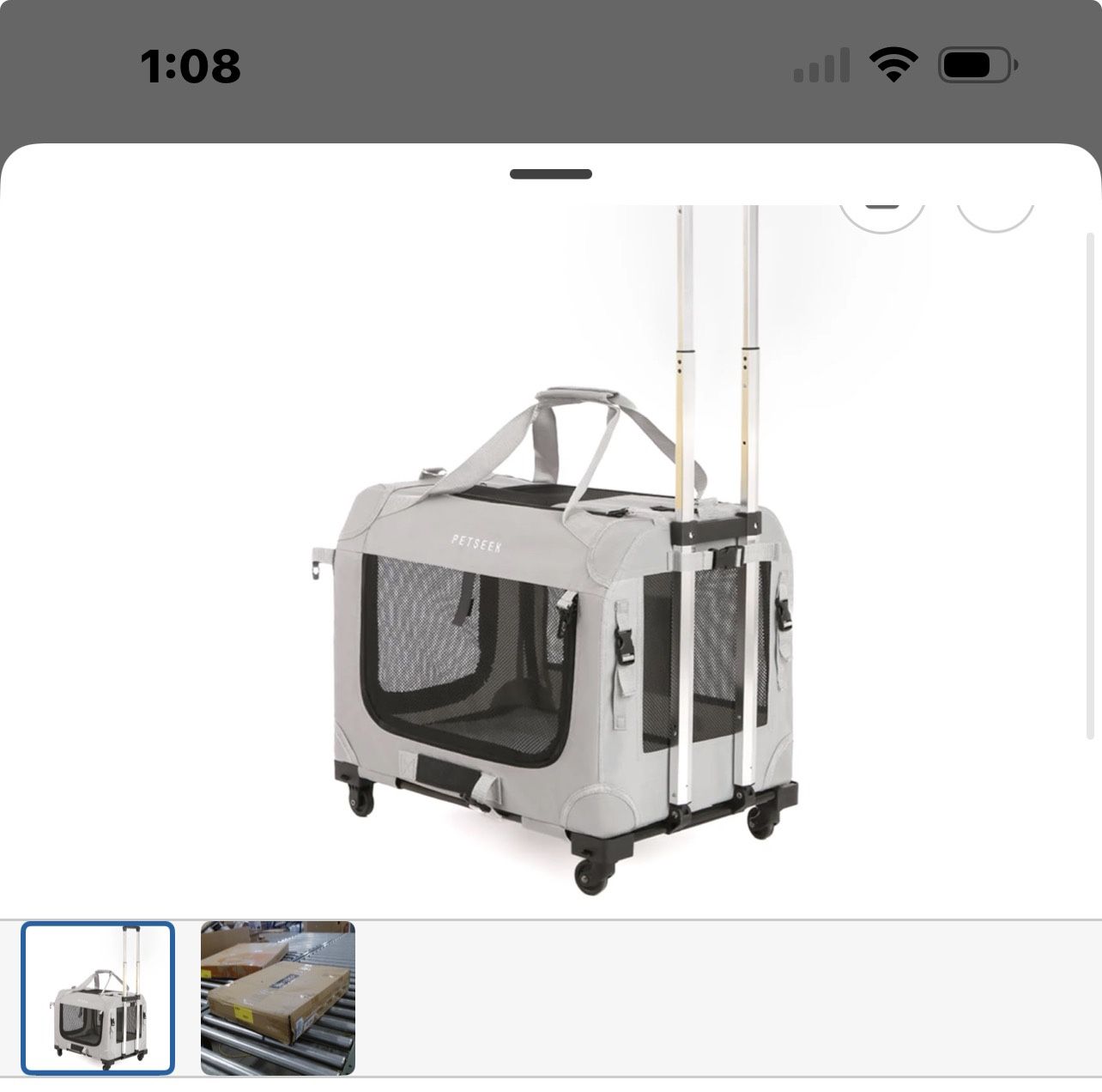 Petseek Dog Or Cat Carrier On Wheels.