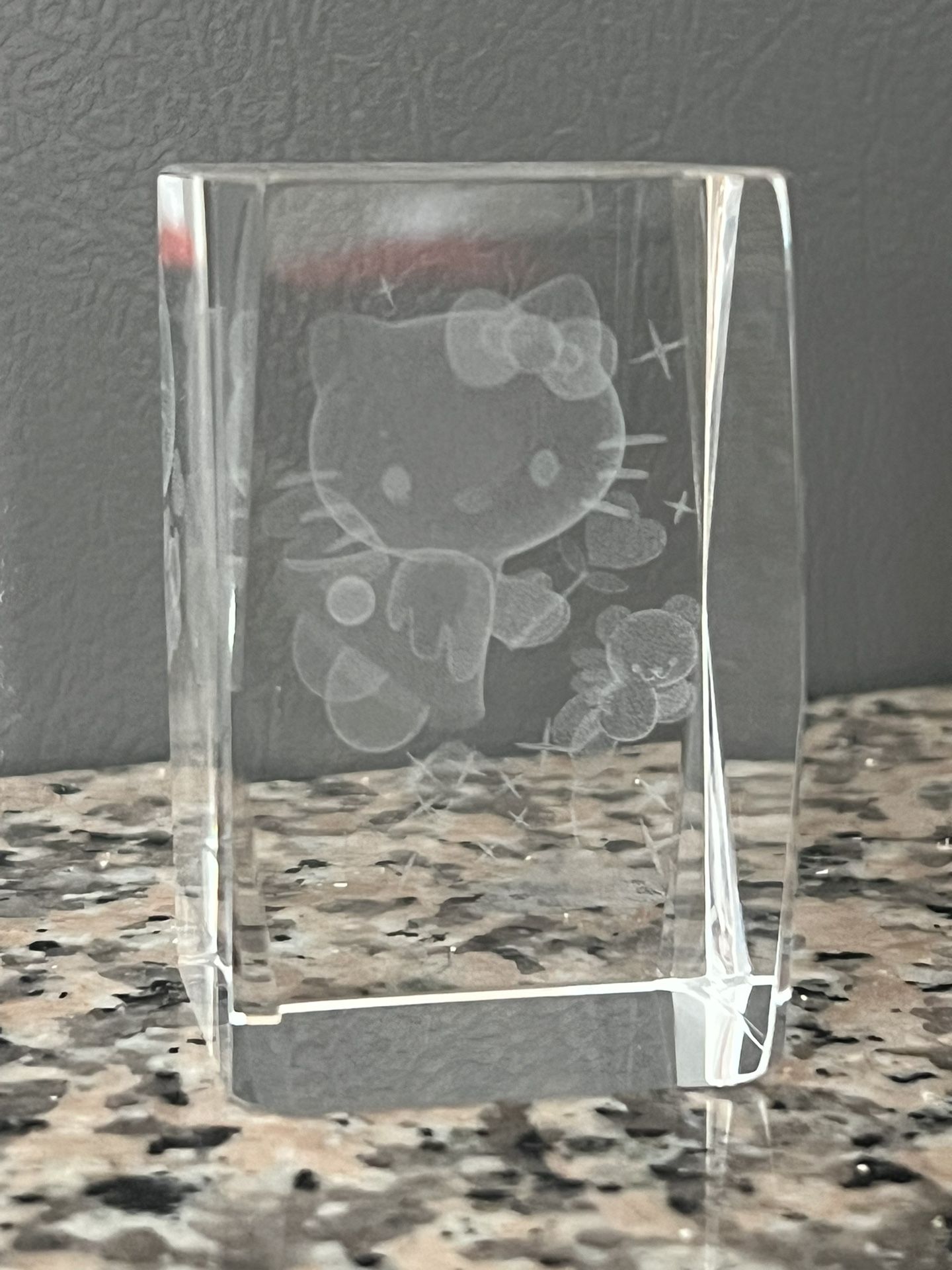 Hello Kitty 3D Laser Etched Glass Paperweight