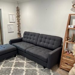 Gray Modern Tufted Sectional Sofa Set