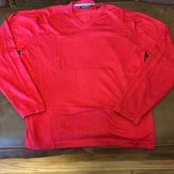 Man’s Weatherproof Cotton Cashmere Red V-Neck Sweater Sz:L
