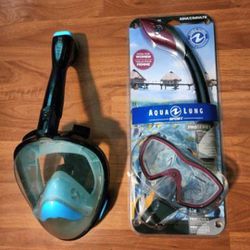 1 New Snorkel Aqua Lung Sport ProSeries Adult Size  WITH a FREE FULLFACE Snorkel Mask and FREE Mesh Backpack