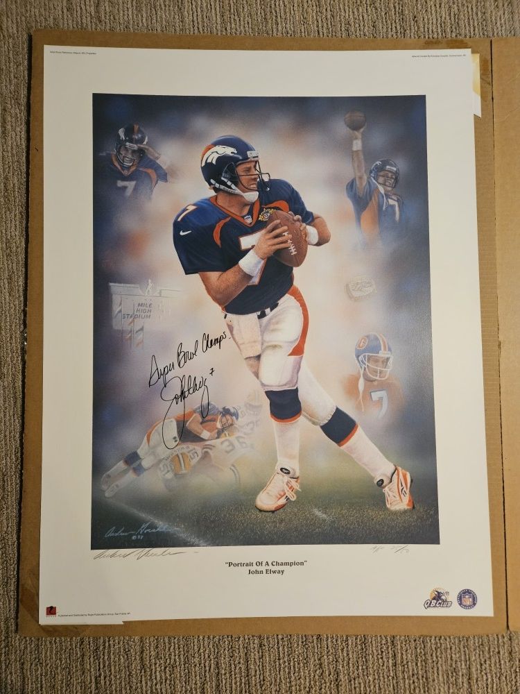 Poster of John Elway #7 Denver Broncos (35/50).  