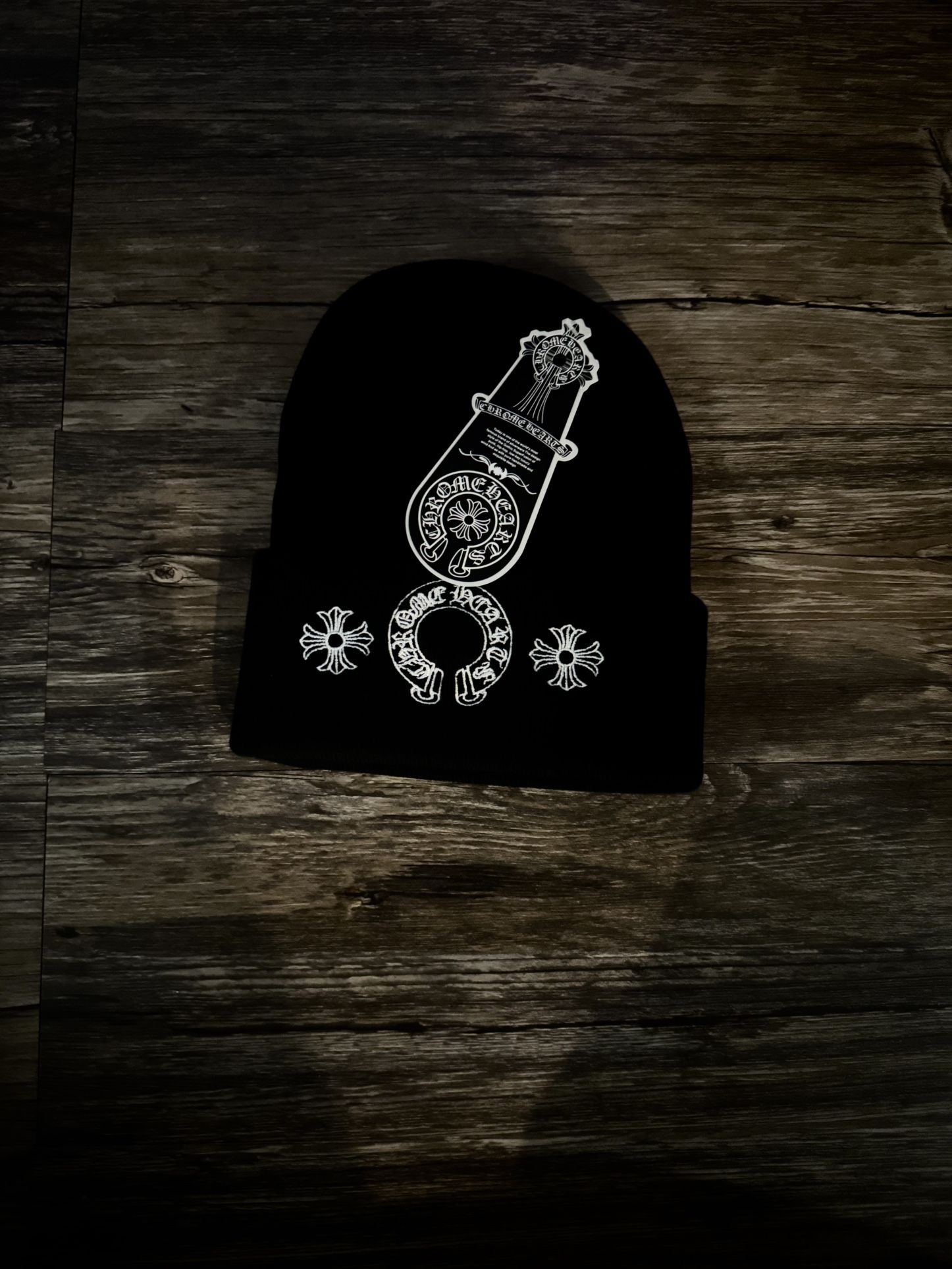 Black and white Chrome Hearts Beanie