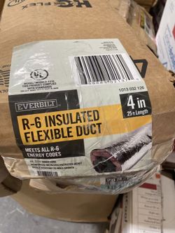 Everbilt 4 in. x 25 ft. R6 Insulated Flexible Duct Silver Jacket (Brand New)