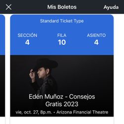 Se Venden Boletos Para Eden Muñoz 
