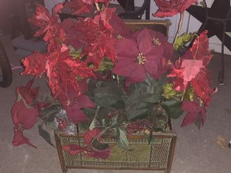 Treasure Chest Poinsettia Faux Flowers