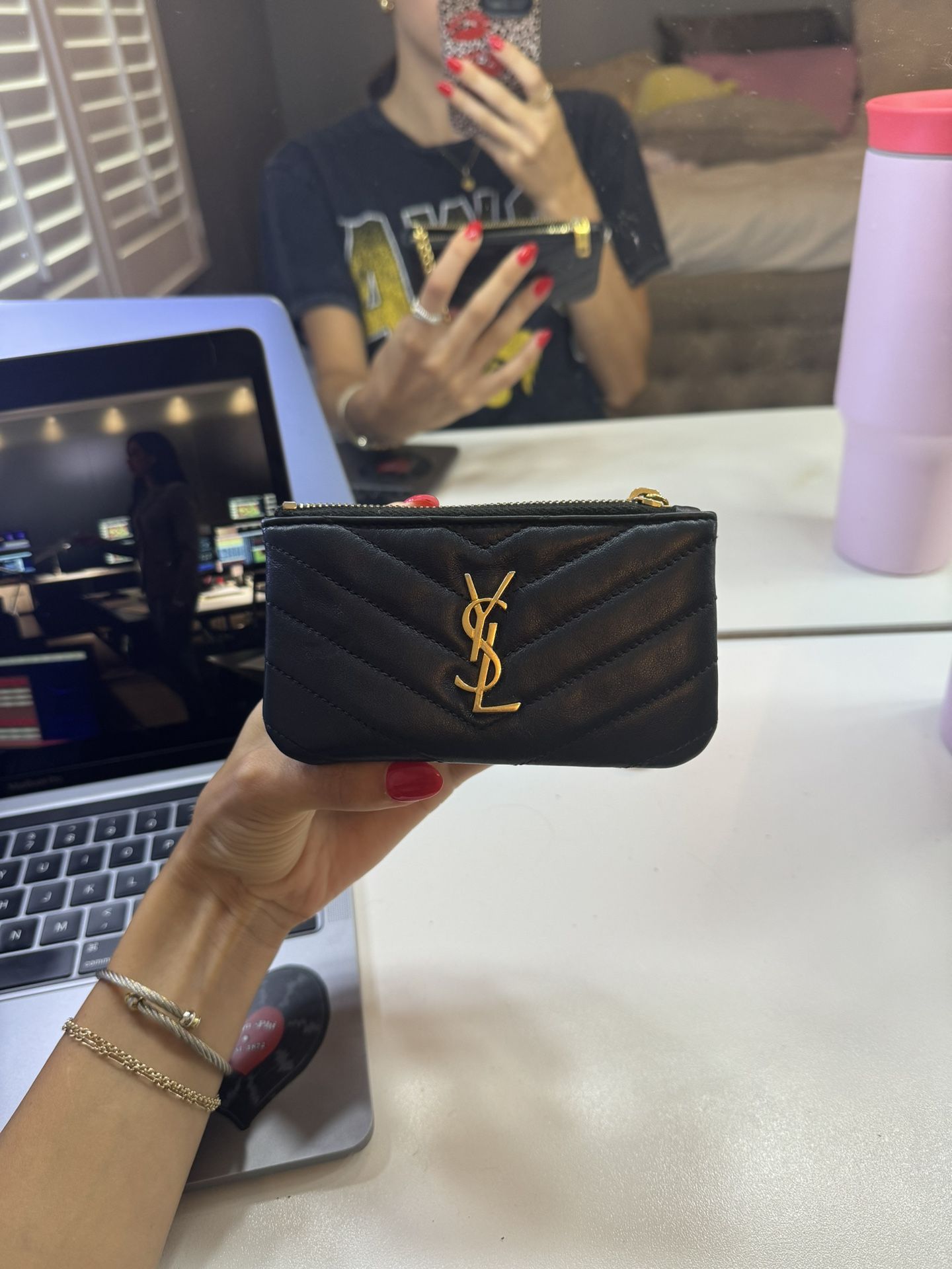 Black YSL Keychain Wallet