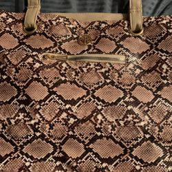 New Large Brown /tan Snake Print Tote Bag