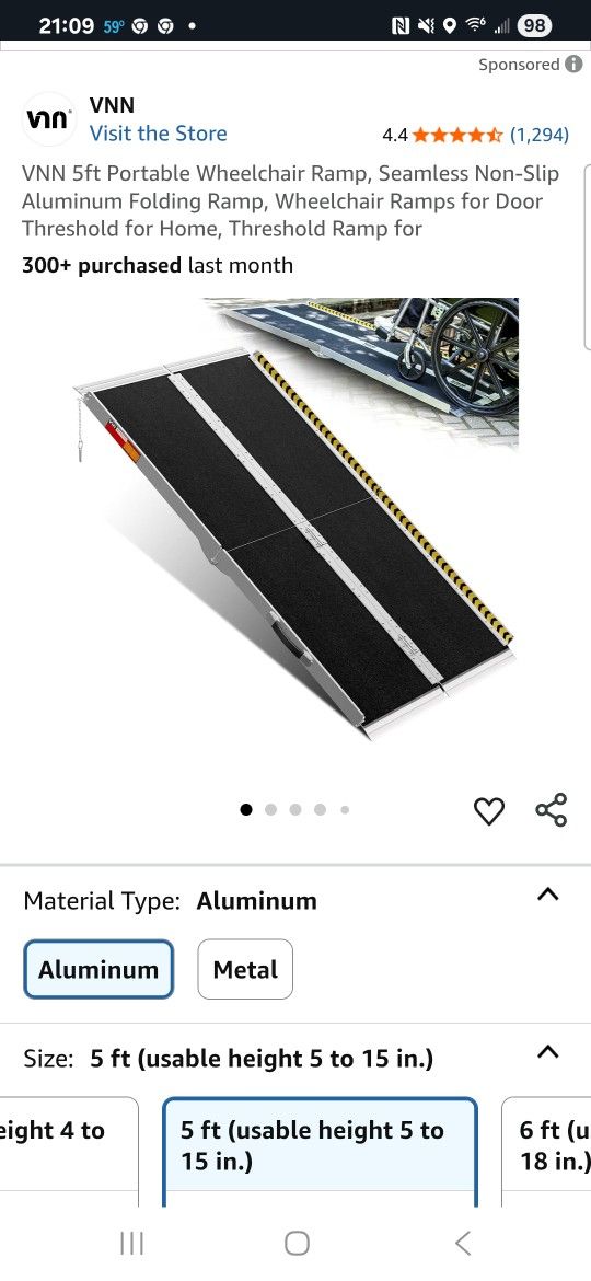 Portable aluminum wheelchair ramp