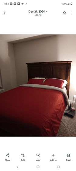 Bed. Bedframe, mattress,and box spring. Brand new cherry wood. Queen size