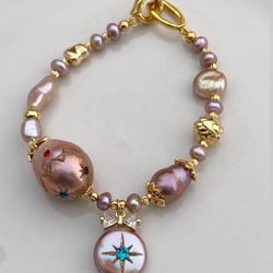 Handmade Freshwater Pearl Inlaid Crystal Bracelet