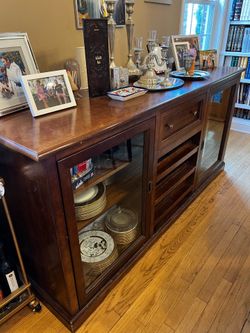 Siena Walnut Credenza / Buffet with Wine Refrigerator