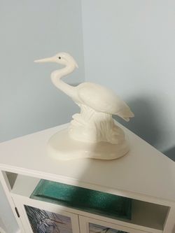 White Egret porcelain bird statue