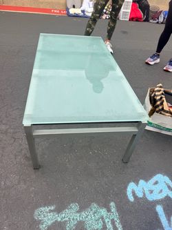 Glass Top Coffee Table with Metal Frame
