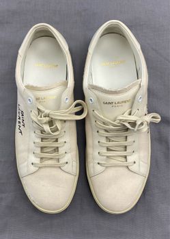Saint Laurent Paris Court Classic Canvas Leather Sneakers White Men’s Shoes