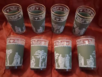 Hellenic Pattern Set of 8  Glass Cups