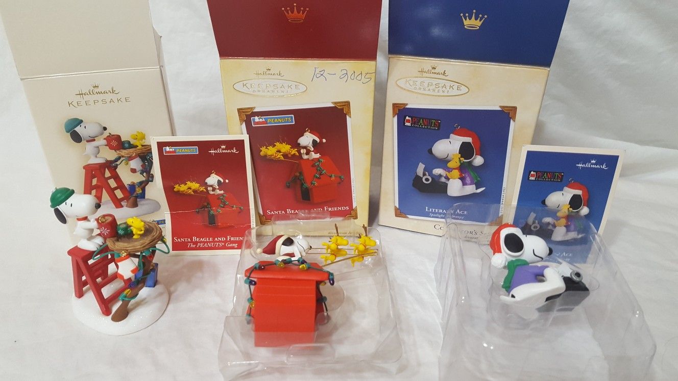 Lot of 3 Snoppy Christmas Ornaments