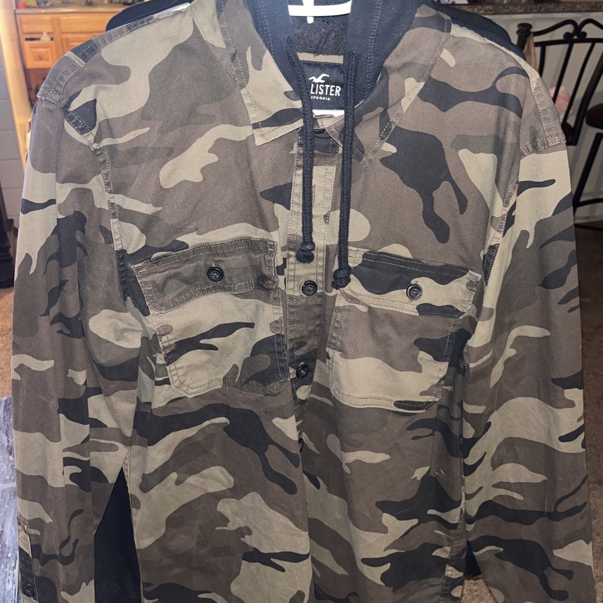 Camo Hollister Hoodie Shirt Size XL