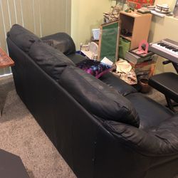 Couch leather Dark Blue 