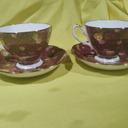  Vintage Old Country Y Roses Ruby Lace 