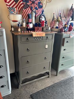 Newly Refinished Dark Gray Tallboy Dresser