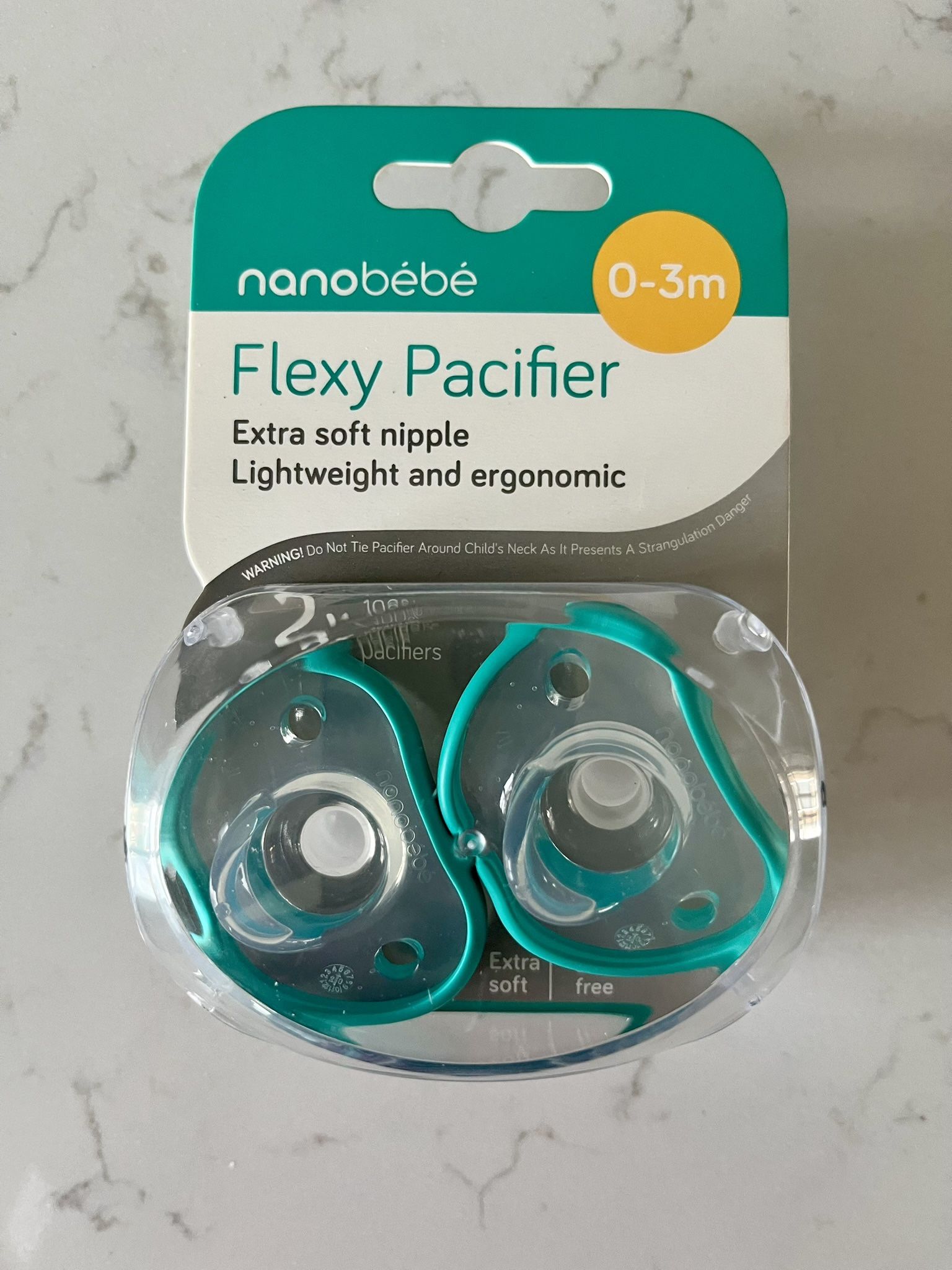 nanobebe Flexy Pacifiers 0-3m Teal - 2 pack - New in Original Packaging
