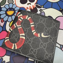 Gucci Kingsnake Wallet Bifold (8 Slots) GG Supreme Black