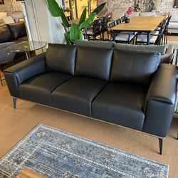 Top Grain Black Mod Leather Sofa