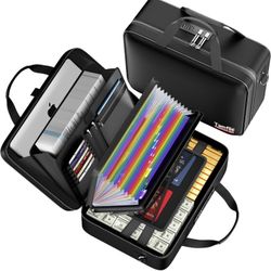 Tamfile Fireproof Document Box with Lock, Hard Case Fireproof Water Resistant File Organizer with 24 Colorful Pockets