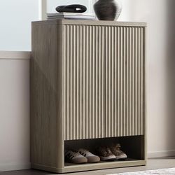 Shoe Cabinet 44" Tall Large Storage Organizer Modern Shoe Rack with Doors & 4 Shelves Mid Century Free Standing 6-Tier Cabinet for Entryway Hallway Li