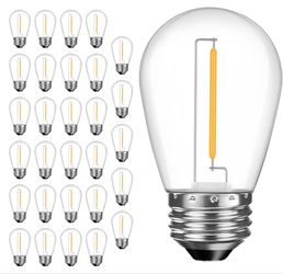 Outdoor String Light Bulbs S14, Waterproof & Shatterproof 1W LED Replacement Light Bulbs for Outdoor Patio, Backyard, Garden, Soft White, E26 Medium B