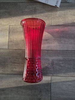 Red Hobnail Glass Vase