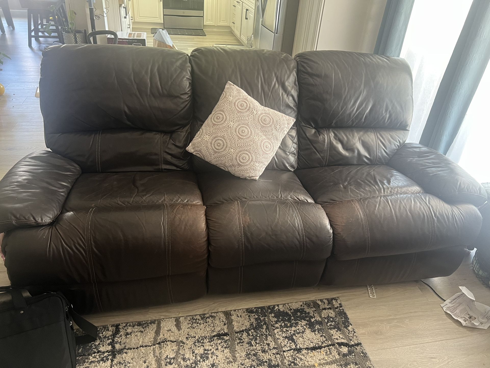 Leather Power Reclining Sofa Set
