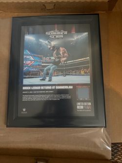 Brock Lesnar WWE Framed 13" x 16" 2025 SummerSlam Collage with a Piece of Match-Used Canvas 15/500!