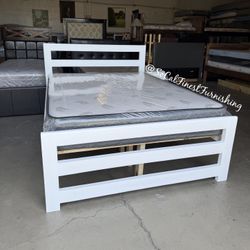 White Full Bed With Mattress 